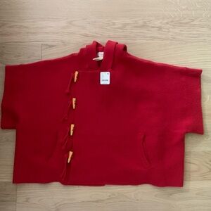 Free People red toggle poncho : this color is sold out!